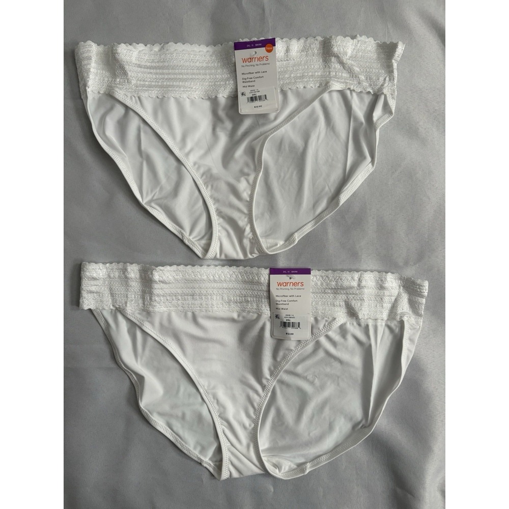 NEW Warners No Pinching No Problems Lace Bikini WR5509 2 Pair Women Size 2XLarge
